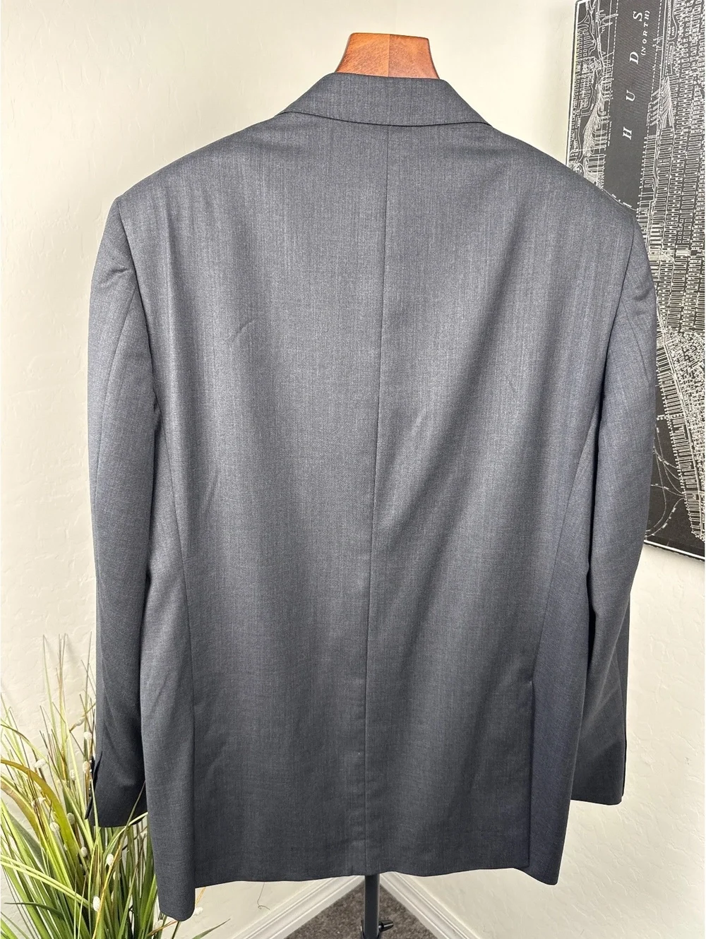 Saks Fifth Ave BLACK Ermenegildo Zegna Wool Silk Sportcoat 44L Gray Slim Fit USA